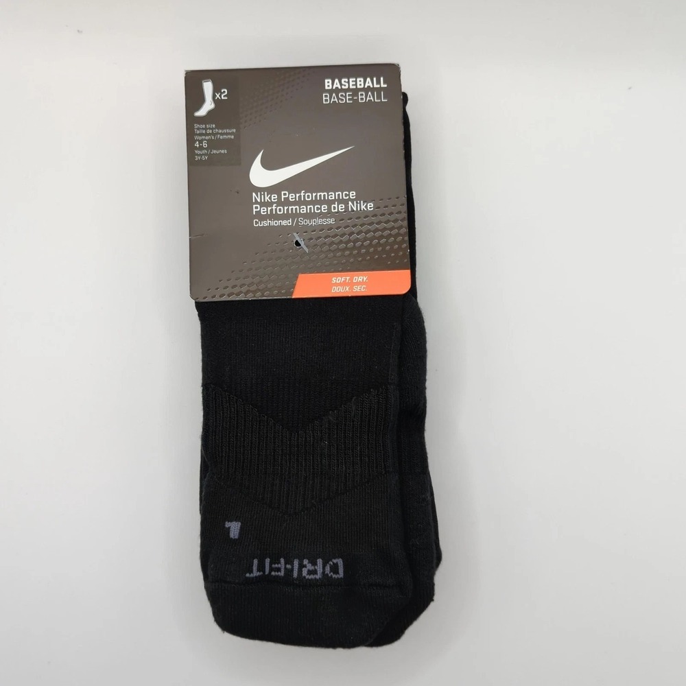 Nike Baseball Socks Womens Small Dri-Fit Performance Cushioned‎ 2 Pair Made USA